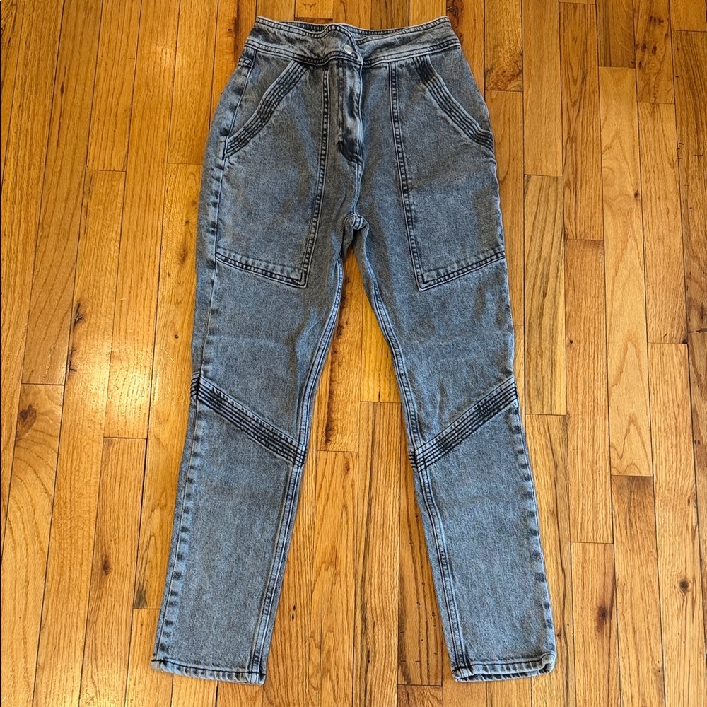 ba&sh Noir High-Waisted MotoJeans